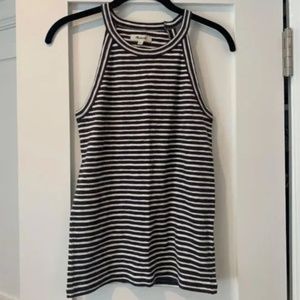 Gray and White Striped Madewell Tank Top